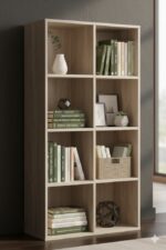 Modern 8-Cube Open Bookshelf – Light Oak Finish