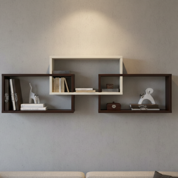 Modern Geometric Floating Wall Shelves - 43" Interlocking Display Unit