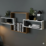 Modern Interlocking Floating Wall Shelves - 48" Geometric Design - Image 3
