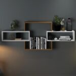 Modern Interlocking Floating Wall Shelves - 48" Geometric Design