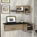 Modern Wall-Mounted Floating Desk with Shelves – Wood & Black - Image 2