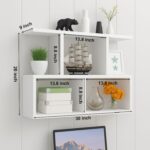 Modern White Interlocking Floating Wall Shelves - 30" Geometric Display Unit - Image 2